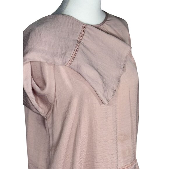 Mossimo Womens Blush Pink Long Sleeve Peplum Blouse Size M - Picture 6 of 7